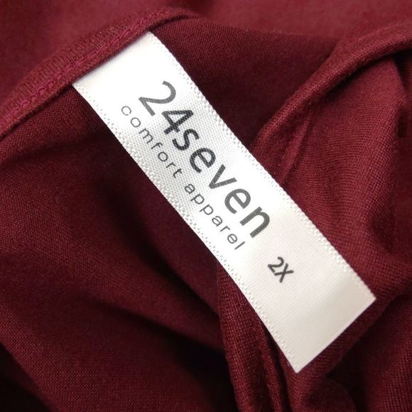 24seven Maternity Midi Dress Long Sleeve Fit and Flare Burgundy 2X NWOT - Picture 10 of 13
